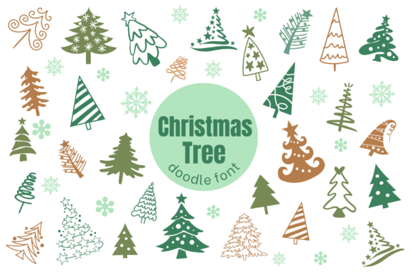 Christmas Tree Doodle Font for Festive Business Branding
