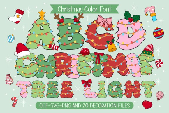Christmas Tree Light Font for Festive Editorial Design