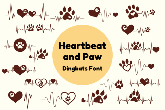 Heartbeat and Paw Font for Pet Brand Web Design